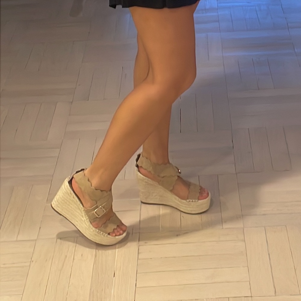 Chloe Womens Lauren Coconut Brown Espadrille Heels Wedges